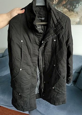 Düğmeli Siyah  Ceket Mont - Görsel 3