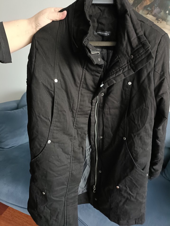 Düğmeli Siyah  Ceket Mont - Görsel 4