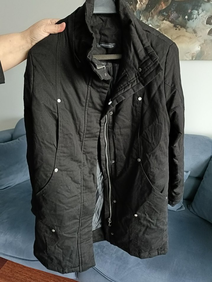 Düğmeli Siyah  Ceket Mont - Görsel 3