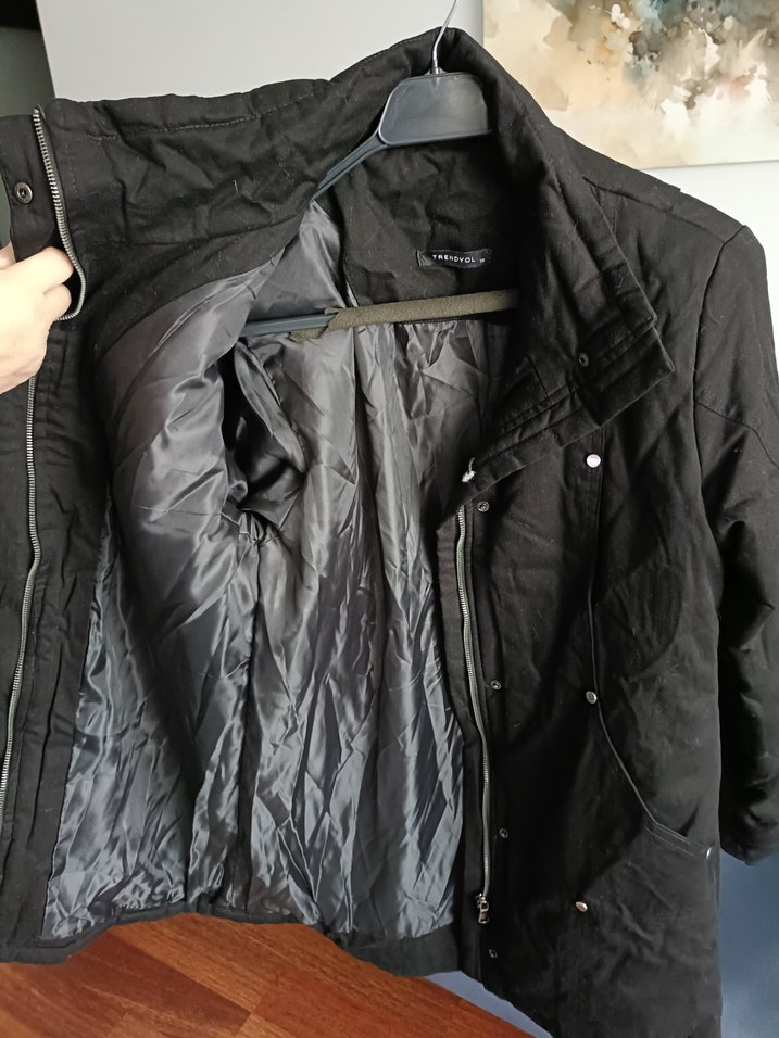 Düğmeli Siyah  Ceket Mont - Görsel 2