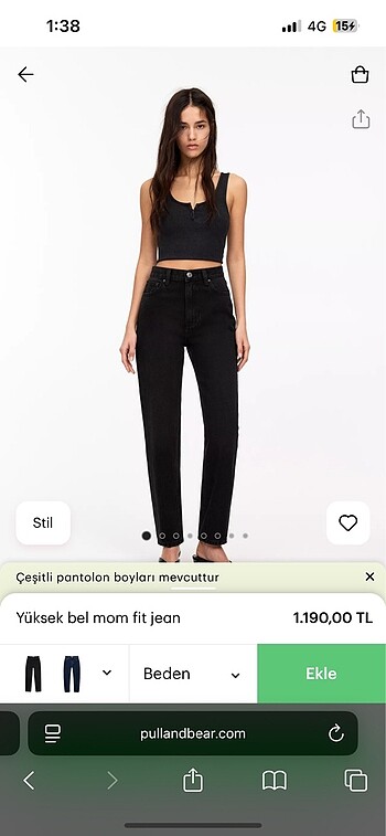 Pull&bear yüksek bel mom fit jean