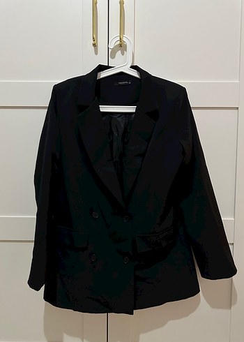 s Beden Siyah Düğmeli Kadın Blazer Ceket