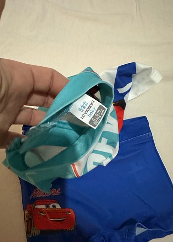 6 Ay Beden mavi Renk Renkli Baskılı Erkek Çocuk Mayo Takımı