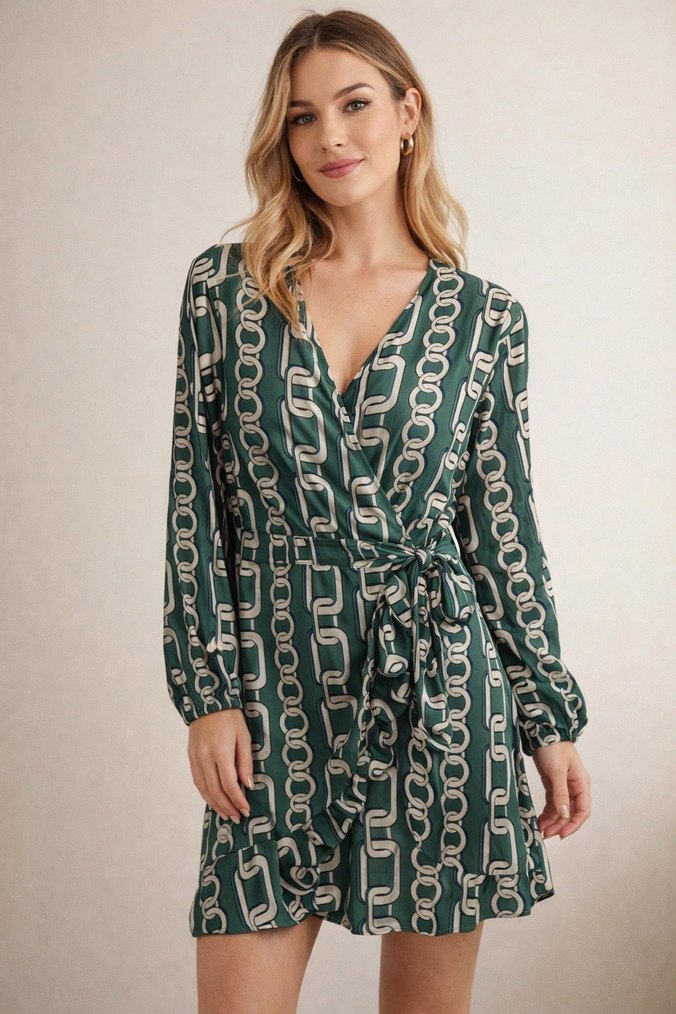 Etiketli ZARA Yeşil Elbise - Görsel 3