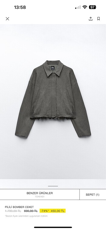 ZARA BOMBER CEKET