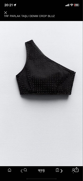zara crop taşlı parlak etiketli