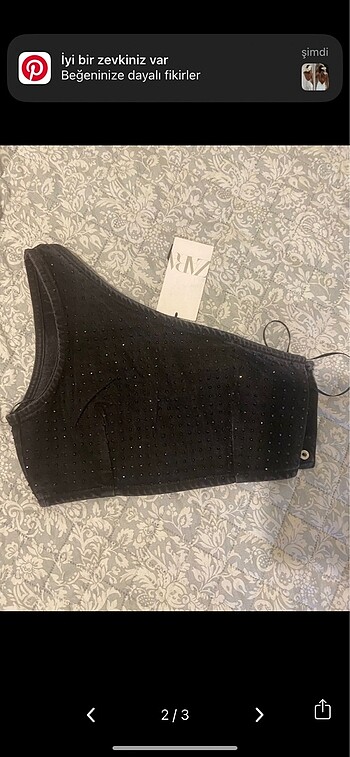 Zara zara crop taşlı parlak etiketli