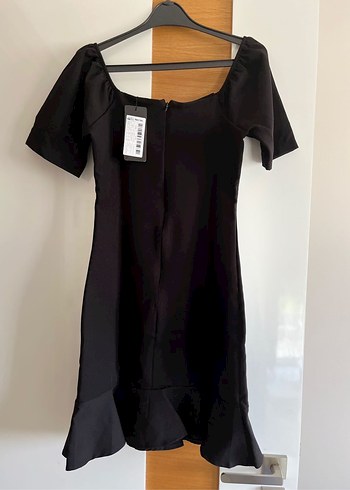 Siyah Drapeli Midi Elbise - Görsel 3