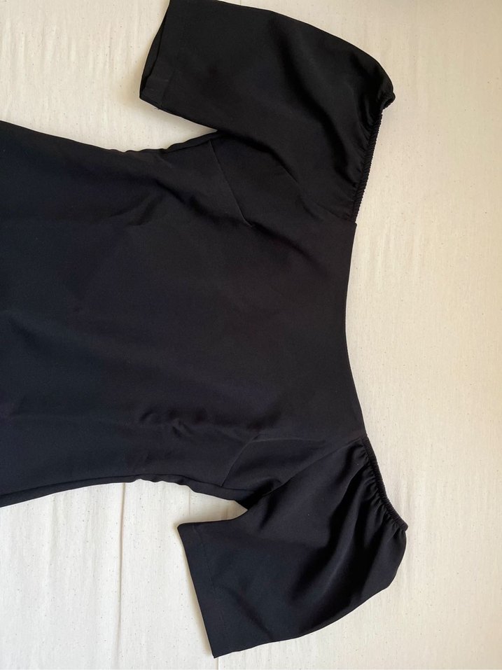 Siyah Drapeli Midi Elbise - Görsel 4