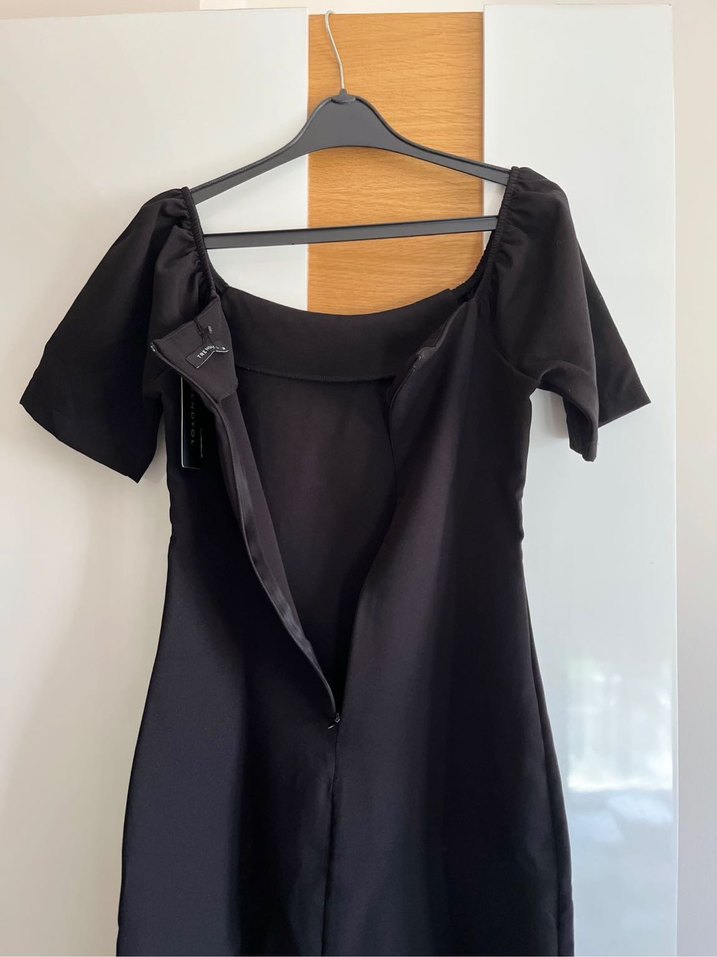 Siyah Drapeli Midi Elbise - Görsel 2