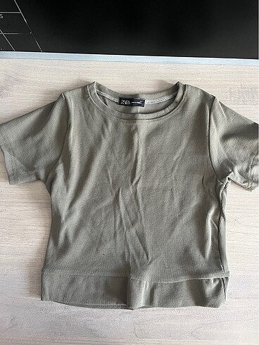 açık yeşil zara fitilli baby tee