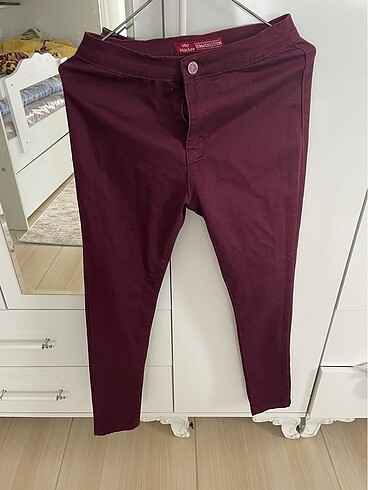 Diğer bordo renk dar paça pantolon