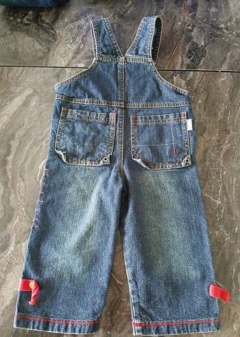 Nakışlı Düğmeli Erkek Çocuk Kot Tulum - Görsel 2