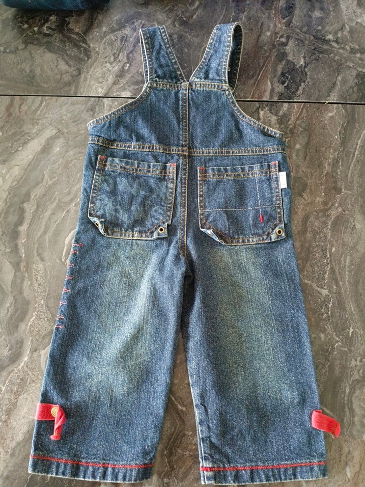 Nakışlı Düğmeli Erkek Çocuk Kot Tulum - Görsel 2