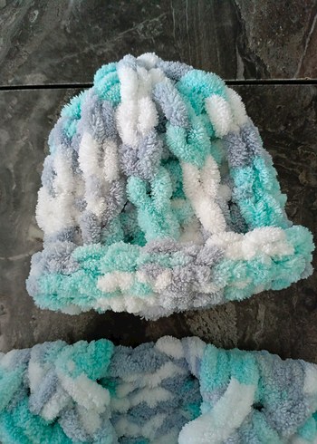 Çocuk Örgü Bere ve Atkı Seti - Görsel 3