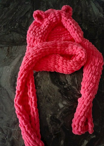 Pembe Örgü Yetişkin Atkı Seti - Görsel 3