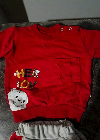 Kırmızı Gri Baskılı Çocuk Eşofman Takımı - Görsel 3