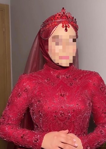 Beden kırmızı Renk Koyu Kırmızı Boncuklu Kına Saç Aksesuarı