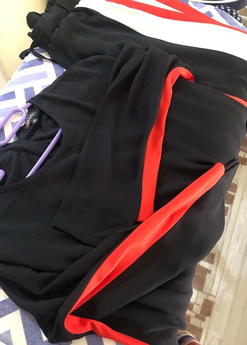36 Beden kırmızı Renk Kadın Kırmızı Drapeli Uzun Kumaş Pantolon takım