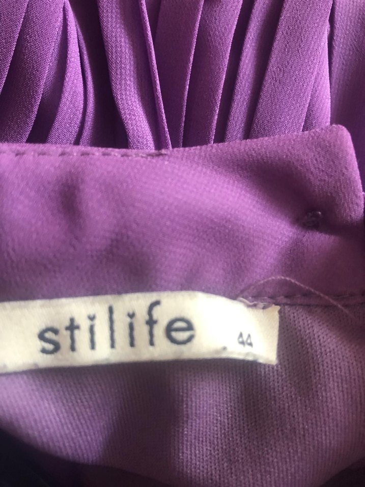 Mor Piliseli Uzun Kollu Kadın Elbise - Görsel 3