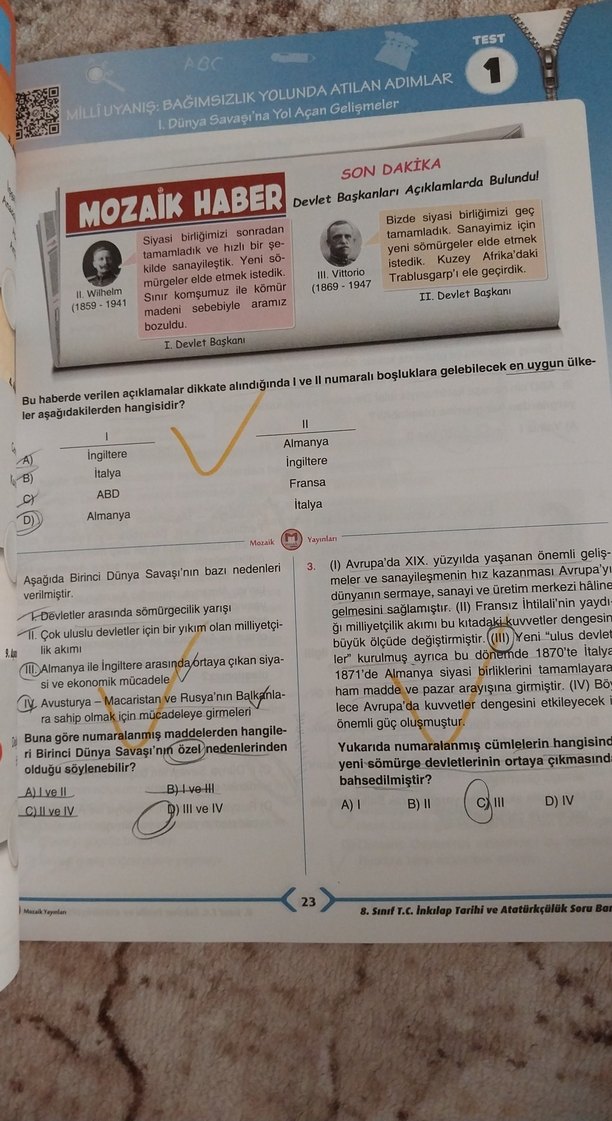 T.C. İnkılap Tarihi ve Atatürkçülük 8. Sınıf Soru Bankası - Görsel 4