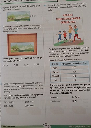 Kazandıran 6. Sınıf Matematik 1. Dönem Soru Bankası - Görsel 2