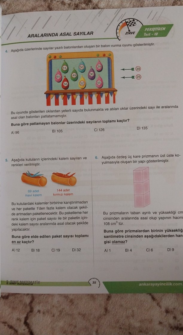 Kazandıran 6. Sınıf Matematik 1. Dönem Soru Bankası - Görsel 4