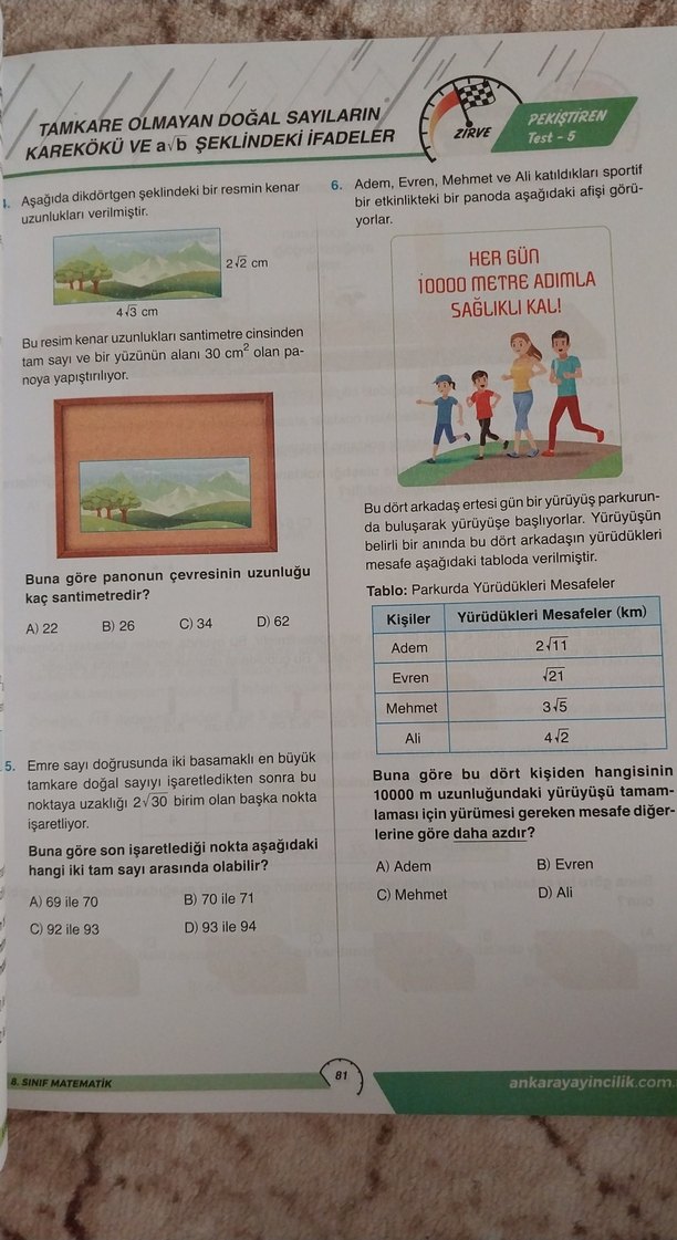 Kazandıran 6. Sınıf Matematik 1. Dönem Soru Bankası - Görsel 2