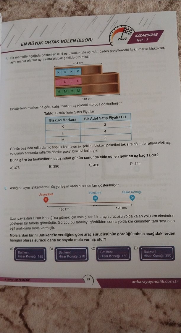 Kazandıran 6. Sınıf Matematik 1. Dönem Soru Bankası - Görsel 5