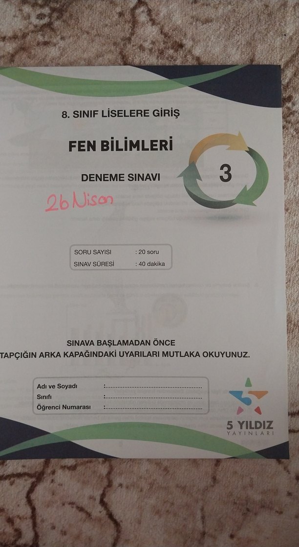 5 Yıldız Fen Bilimleri 10 Deneme Kitabı - Görsel 2