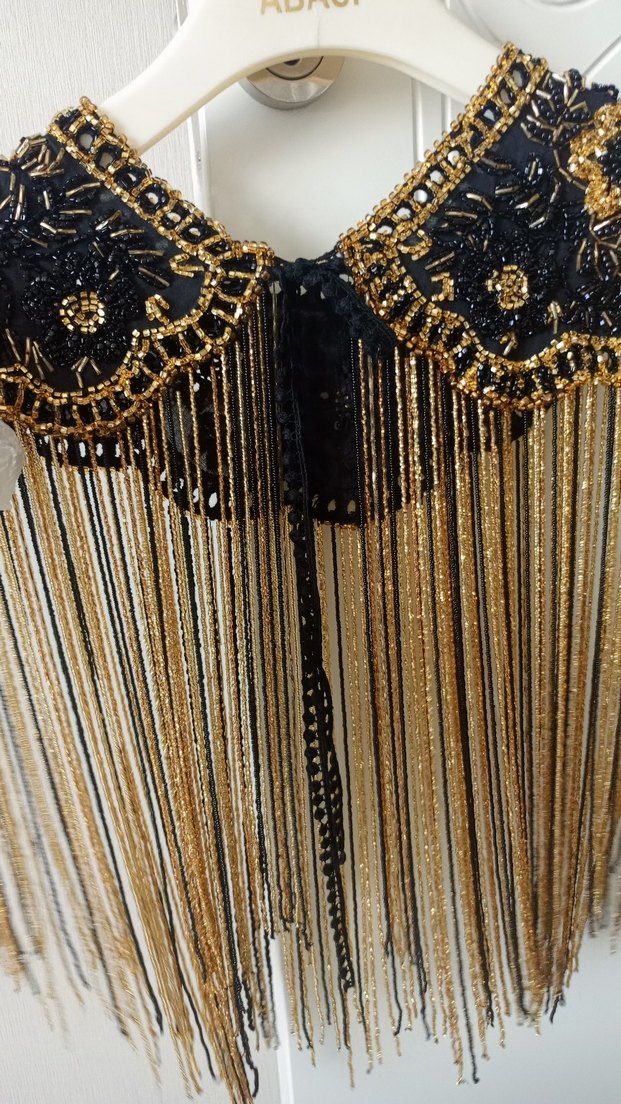 Boncuk İşlemeli goldRenk Kadın Vücut Zinciri el işlemesi omuzluk - Görsel 3