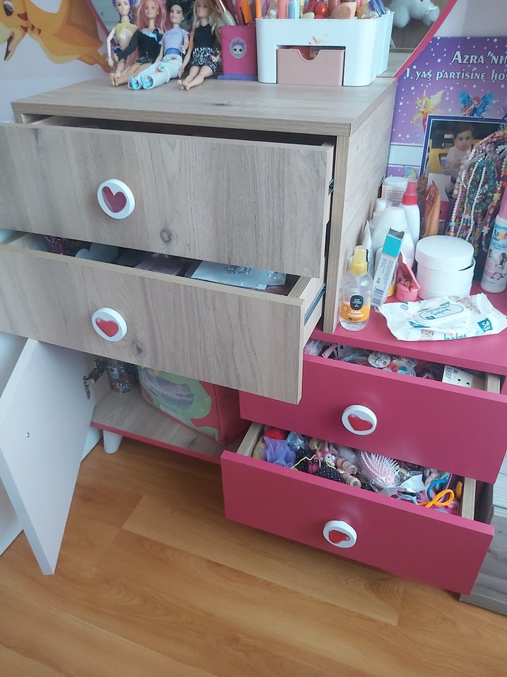 Pembe Pastel Çocuk Şifonyeri - Görsel 5