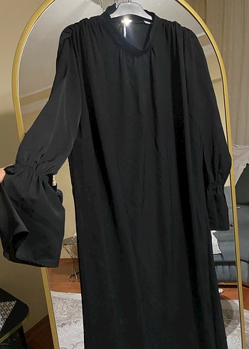 Siyah Drapeli Uzun Kollu Kadın elbise - Görsel 2