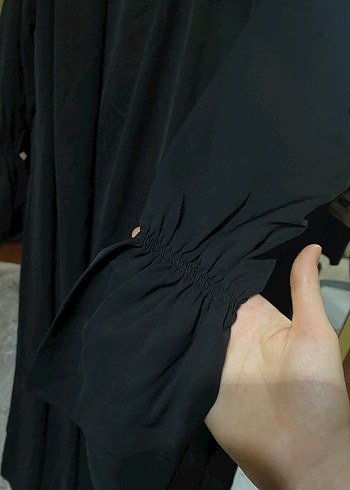 Siyah Drapeli Uzun Kollu Kadın elbise - Görsel 4