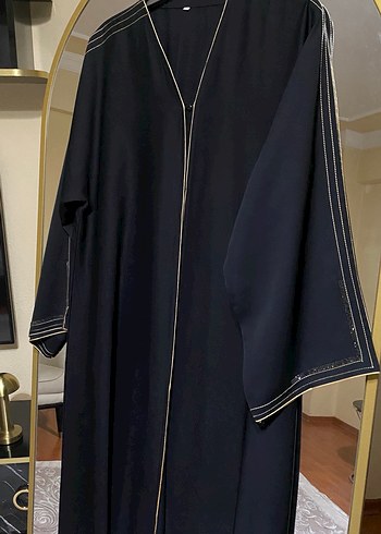 Siyah Uzun Kollu taslı abaya - Görsel 2