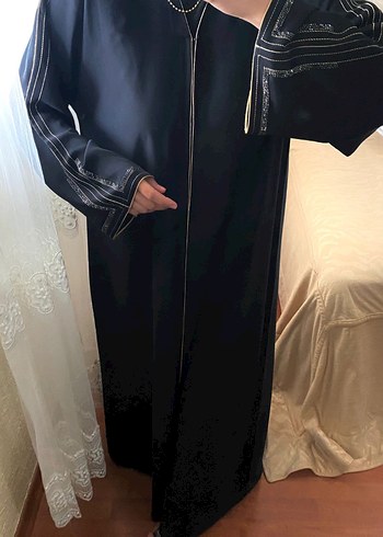 Siyah Uzun Kollu taslı abaya - Görsel 5