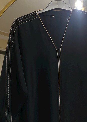 Siyah Uzun Kollu taslı abaya - Görsel 3