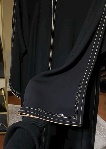 Siyah Uzun Kollu taslı abaya - Görsel 4