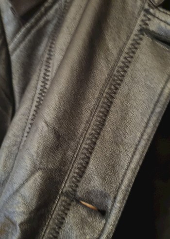 Kadın Siyah Deri Kemerli Uzun Ceket - Görsel 6