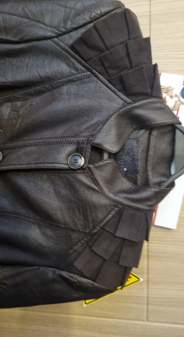 Kadın Siyah Deri Kemerli Uzun Ceket - Görsel 3