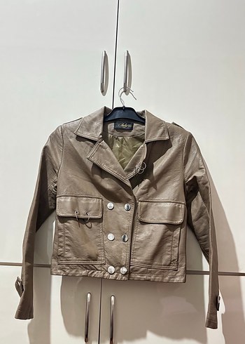 Bej Deri Kadın Ceket - Görsel 2
