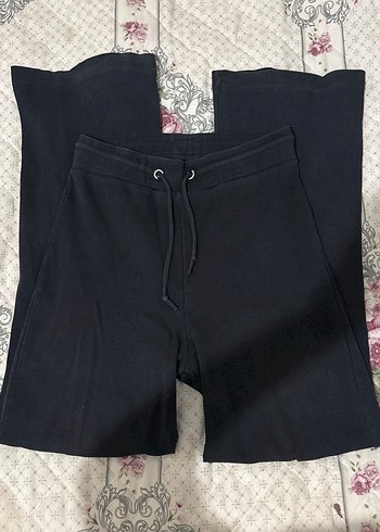 Kadın Siyah Pamuklu Midi Rahat Pantolon