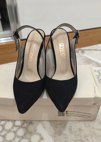 Siyah Süet Tokalı Blok Topuklu Kadın Ayakkabı - Görsel 3