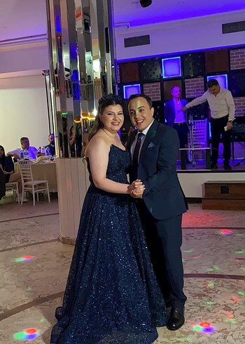 Parlak Lacivert Uzun Abiye Elbise - Görsel 3