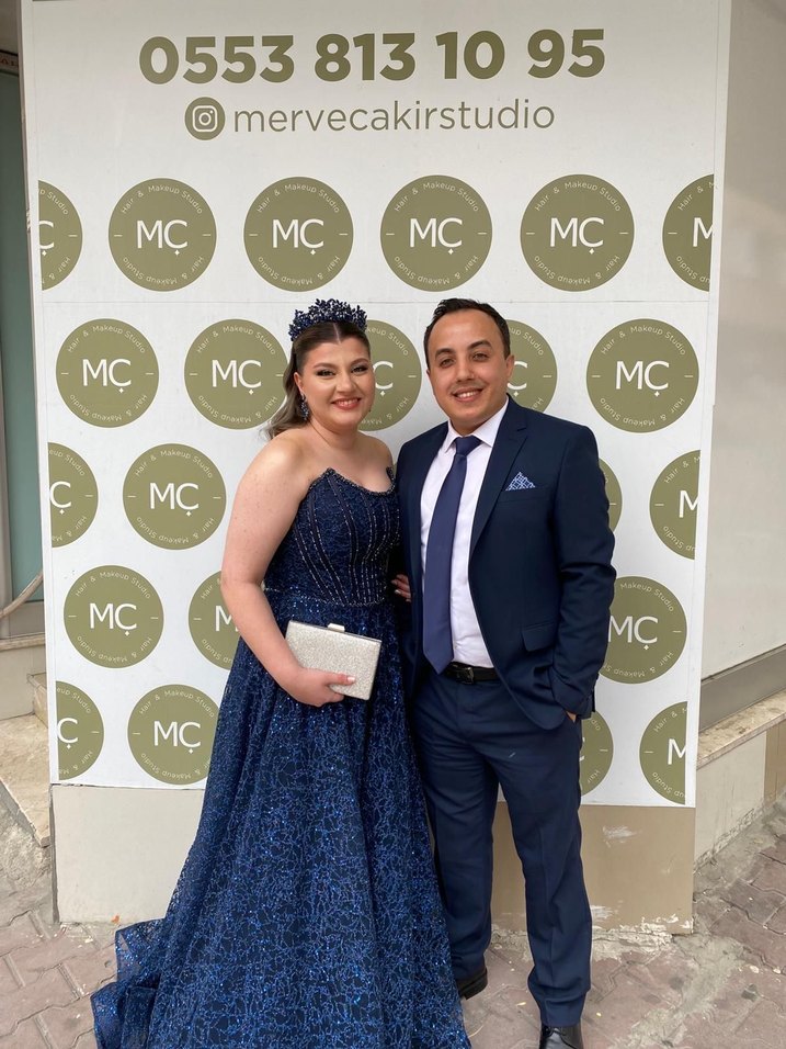 Parlak Lacivert Uzun Abiye Elbise - Görsel 2