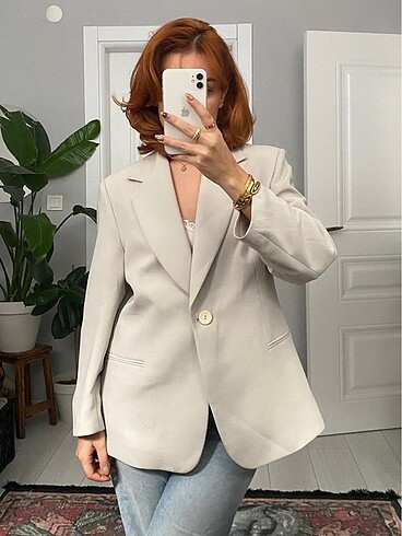 m Beden KIRIK BEYAZ BLAZER CEKET
