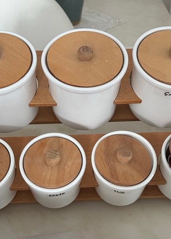 Beyaz Ahşap Kapaklı Mutfak Baharatlık Seti - Görsel 3