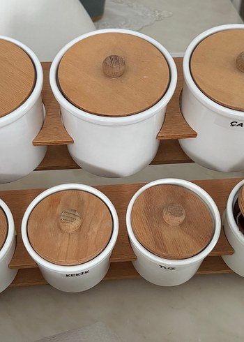 Beyaz Ahşap Kapaklı Mutfak Baharatlık Seti - Görsel 2