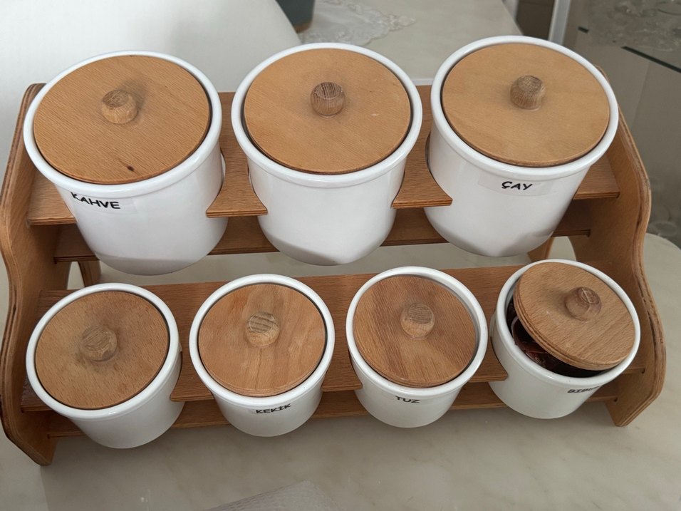 Beyaz Ahşap Kapaklı Mutfak Baharatlık Seti - Görsel 2