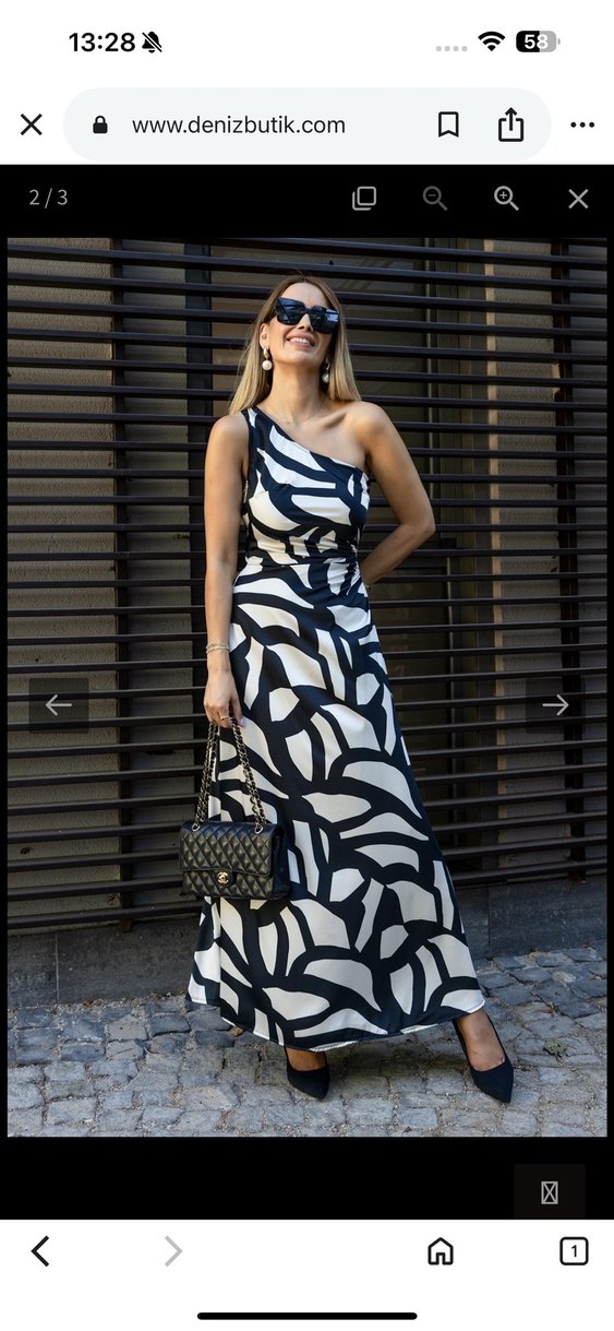 Zebra Desenli Tek Omuz Uzun Elbise - Görsel 2